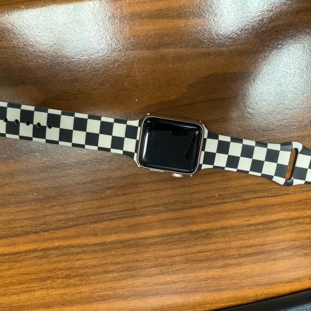 Apple Watch with Black and White Checkered Band